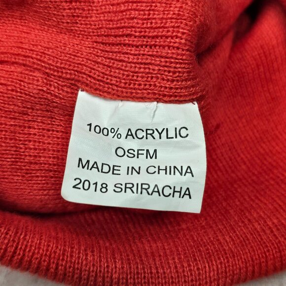 Sriracha Beanie Hat Pom Pom Unisex Men Women Orange White Green Rooster Hot - Picture 3 of 3
